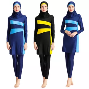 3PCS Women Muslim Full Cover Costume Modest Swimwear Swimming Burkini Islamic - Picture 1 of 20