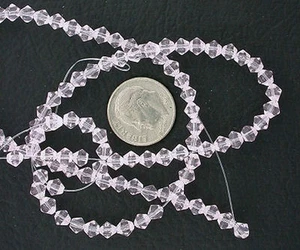 4mm Rose Quartz Colored BiCone Glass Bead Strand - Picture 1 of 2