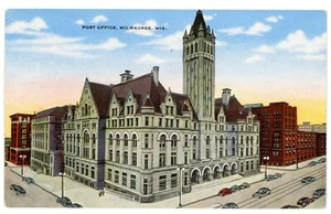 Postal de colección Milwaukee Wisconsin oficina de correos lino coloreado a mano sin publicar - Imagen 1 de 2