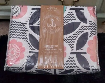 Lolli Living Cotton 4 Piece Bedding Set Sheets Quilt Pink Baby Girl's Sparrow - Image 1 of 4