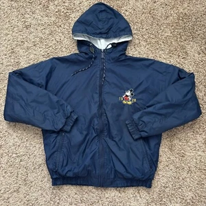 Vtg Disney Store Mickey Mouse Full-Zip Jacket Size M Blue Hooded Embroidered Y2K - Picture 1 of 18