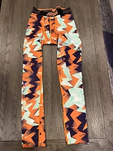 Boys Nike Air Jordan Basketball spandex Compression Tights  Medium Green Orange - Picture 1 of 1