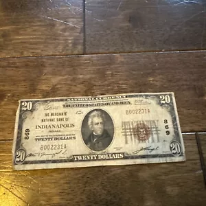 ๐ฏ1929 $20 Merchants National Bank Of Indianapolis ๐ฏ - Picture 1 of 2