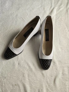 Stuart Weitzman Elegant Black Polka Dot Black French Heel Women's Pumps 7 B - Picture 1 of 6
