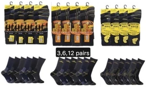 Men Diabetic Friendly Heavy Duty Work Socks Wide Top Cushioned PK of 3,6,12 pair - Picture 1 of 12