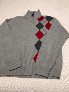 Suéter Nautica Para Hombres Talla M Gris Diseño Argyle 100% Algodón 3/4 Cremallera-Jersey - Imagen 1 de 1