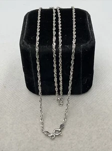 CUTE Solid 14K White Gold Diamond Cut ROPE Chain Necklace 18.25” length 2.5gr. - Picture 1 of 19