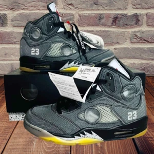 Nike Air Jordan 5 Off-White Black CT8480-001 Size 26.5cm US8.5 Limited Japan - Picture 1 of 9