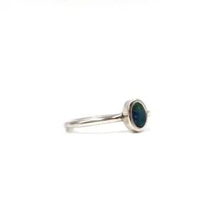 925 Silber Ring Australischer Opal minimalistischer Damen Schmuck Sterling RG 55 - Picture 1 of 13