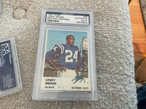 Fleer Lenny Moore Baltimore Colts 1961 #32 firmado PSA autenticado - Imagen 1 de 2
