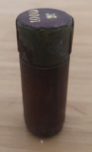 Alte Louis Röhre Etui Aufbewahrung Leder und Messing Teile - Bild 1 von 5