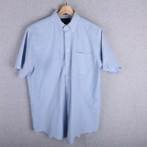 Croft & Barrow Wrinkle Resist Blue Oxford Short Sleeve Dress Shirt Men 16 - Picture 1 of 8