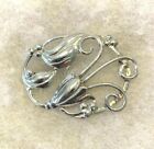 Vintage Sterling Bond Boyd Floral Oval Pin 2 1/8 Inches Wide - 13.0  Grams