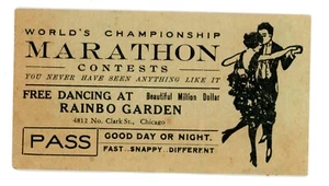 Pase de maratón de baile del Campeonato Mundial de Chicago de los años 1920-30 Rainbo Garden F203 - Imagen 1 de 2