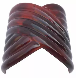 Parcelona French Interwined Brown Shell Celluloid Pony Hair Clip Barrette - Picture 1 of 6