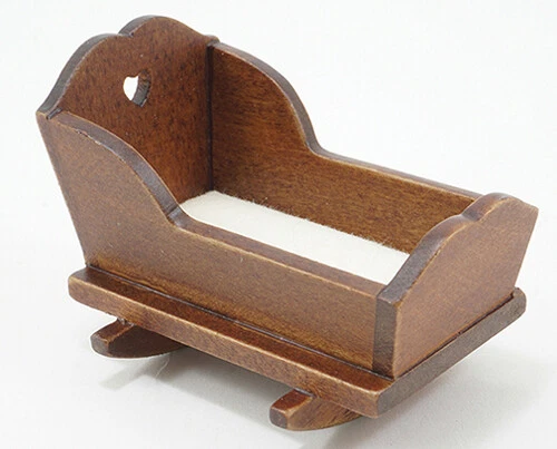 Miniature Dollhouse Cradle Walnut 1:12 Scale New - Image 1 of 1