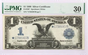 Series Of 1899 $1 Black Eagle Silver Certificate Fr#236* Star Note PMG VF30 - Picture 1 of 2