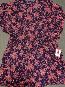 Lands End Kleid Damen XL XXL lila Blumen Cinched Taille leicht Strand Cover - Bild 1 von 4