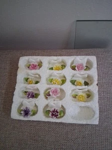 Set of 11 Vintage Coalport England Fine Bone China Flower Place Card Holders - Picture 1 of 2