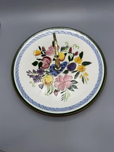 Stagl Pottery Tidbit Tray, Fruit And Flowers Design, Serving Plate With Handle - Picture 1 of 6