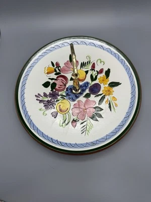 Stagl Pottery Tidbit Tray, Fruit And Flowers Design, Serving Plate With Handle - Image 1 of 4