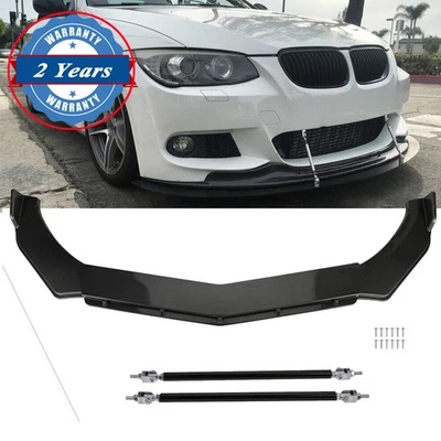 Carbon Fiber For BMW 3 Series E90 E92 E93 Front Bumper Lip Kit with Strut Rods Foto 1 de 4