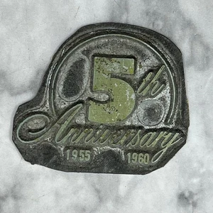 Vintage Printing Letterpress Printers Block Plate 5th Anniversary 1955-1960 TJ57 - Picture 1 of 2