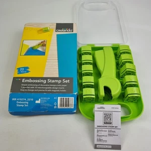 Crelando Embossing Stamp Set 11-Piece Puncher + 10 Interchangeable Inserts - Picture 1 of 5