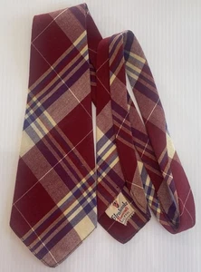 Cravatta uomo vintage anni '30/40 Glenbrooke lana marrone viola panna a quadri 45,5L 4W - Foto 1 di 21
