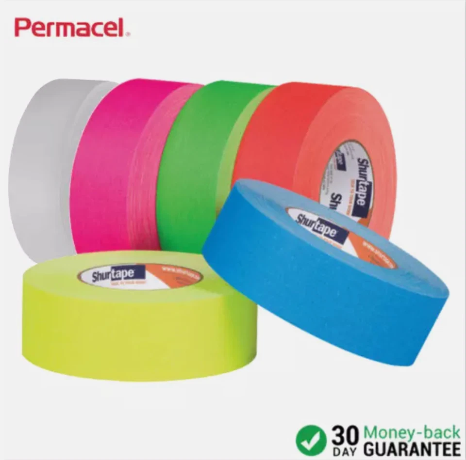 SHURTAPE Gaffers Tape 1" x 60 yds.P-660 Pro Grade Fluorescent white