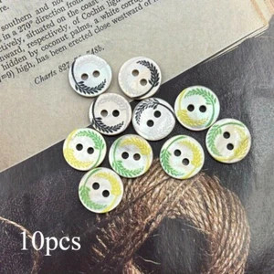 10pcs Natural Shell Flat Button 2-hole Garment DIY Shirt Sewing Craft 11.5mm - Picture 1 of 8