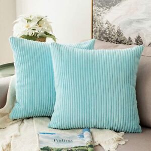 Throw Pillow Covers Set of 2 Sofa Decor Corduroy Striped Cushion Cases 18" x 18"