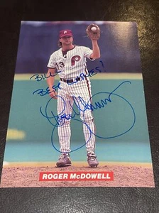 Roger McDowell Autographed Signed 1991 Team Issued 4x6 Postcard Phillies - Picture 1 of 4