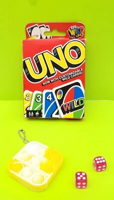 UNO Original Playing Card Games Fun Party Game Night Bonus Dice + Popit Keychain - Image 1 of 4