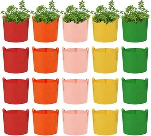 20 Pack 7 Gallon Grow Bags Colorful Plant Grow Bags Potato Grow Bags with Han... - Picture 1 of 7
