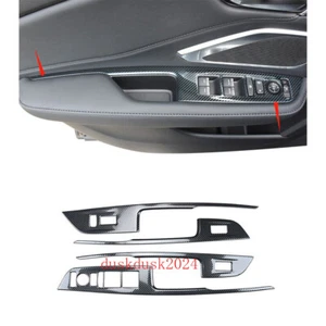 Cubierta de interruptor de panel elevador de ventana de fibra de carbono de acero apto para Acura RDX 2019-23 - Imagen 1 de 13