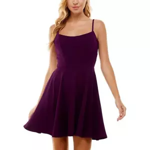 /LX071/ City Studios Trendy Plus Lace-Back Stretch Jersey Dress Eggplant Sz 20W - Picture 1 of 2