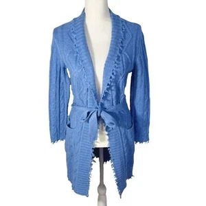 Forte Cashmere Blue Wool and Cashmere Blend Cardigan Women's Size S - Picture 1 of 9