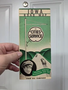 Antigua hoja de ruta original de los años 30 Cities Service Iowa Oil Company de colección Iowa - Imagen 1 de 5