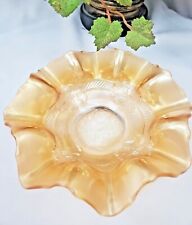 Vintage Dugan Carnival Glass Apple Blossom Iridescent Marigold 7" Ruffled Bowl