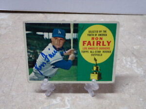 RON FAIRLY SIGNED 1960 TOPPS CARD DODGERS EXPOS RIP!