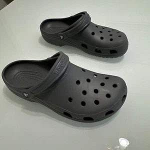 Men Crocs Gray Slip On Sandals Strap Size 12 Vs9 EUC - Picture 1 of 5