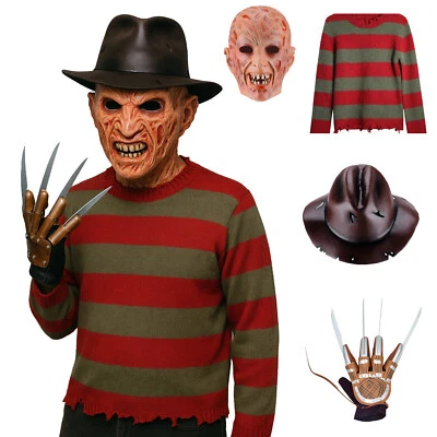 Adult Nightmare on Elm Street Freddy Krueger Costume Set Hat Claw Mask & Sweater - Image 1 of 4
