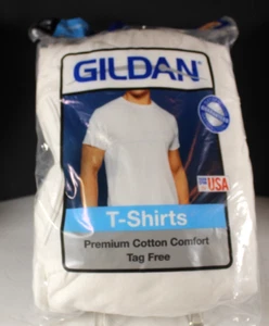 Gildan Men's T- Shirts White Premium Cotton Comfort Tag Free- Medium 5 Pack - Picture 1 of 6