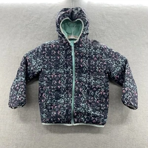 eddie bauer girl kids size s (7/8) hooded down fill reversible puffer jacket - Picture 1 of 18