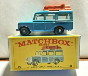1965 caja original Lesney Matchbox #12 Safari Land Rover con portaequipajes - Imagen 1 de 10