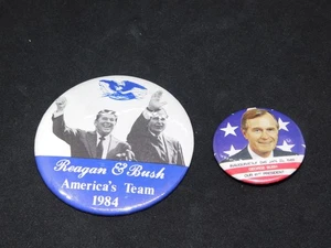 Reagan & Bush America's TEAM Pinback Button Pin 1984/INAUGURATION 1989 LOT 2 - Picture 1 of 2