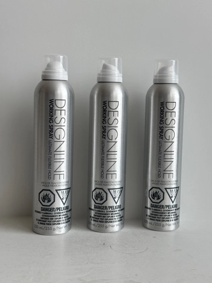 (3) Regis Designline Working Spray 9 oz Ultimate Hairspray Flexible Hold - Imagem 1 de 1