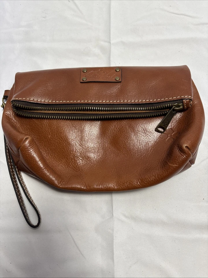 Patricia Nash Valerie 棕色皮革折叠式手包手提包 — 第 1/4 张图片