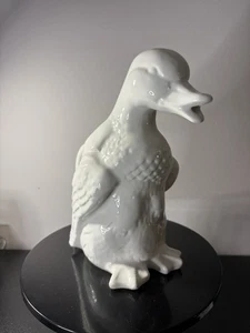 Vintage White Ceramic Pitcher Jug Farmhouse Decor Waterfowl Pouring Spout Mouth - Picture 1 of 14